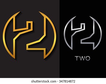 Number two logo.Logo 2 vector template.