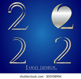 Number two logo.Number 2 logo design.Vector template.