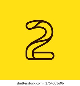 Number two modern line monogram and elegant logo design. Vector letter can be used for taxi labels, technology headlines, art posters, etc.