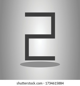 Número dos, numeral simple vector de icono con sombra. Diseño plano 