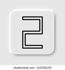 Number two, numeral simple icon vector. Flat desing. Neumorphism design.ai