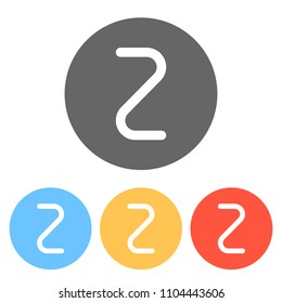 Number two, numeral, simple letter. Set of white icons on colored circles