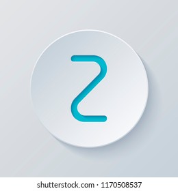 Number two, numeral, simple letter. Cut circle with gray and blue layers. Paper style