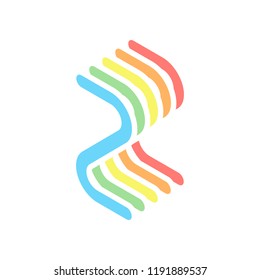 Number two, numeral, simple letter. Stack of colorful isometric icons on white background