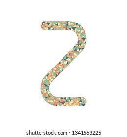 Number two, numeral, simple letter. Colored mosaic with polygons