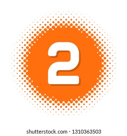Number two on halftone round shape. Vector illustration