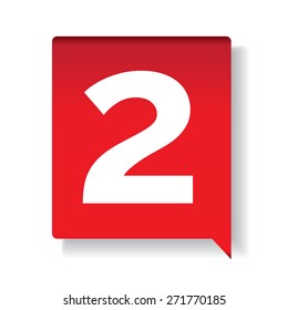 Number two on red background