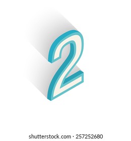 Number two on white background. Isometric icon. Vector illustration