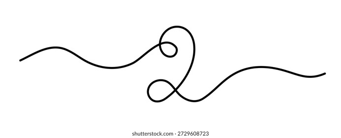 Número dos una línea de arte, dibujado a mano 2 segundo signo contorno de dibujo continuo, contorno matemático numérico contorno de símbolo de dígito numérico minimalista. Trazo editable. Aislado. Ilustración vectorial 