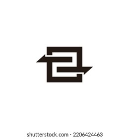 number two opposite arrow square logo vector 
