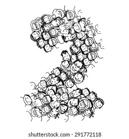 Number two, people crowd, vector alphabet for your design
