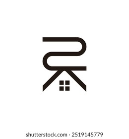 number two roof windows home lines logo vector 