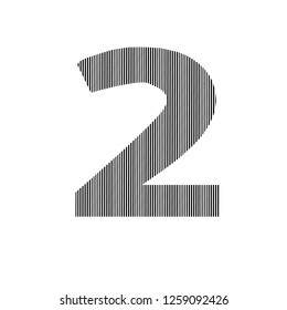 The Number Two. Shaped Black Numbers. Mathematical Figures.