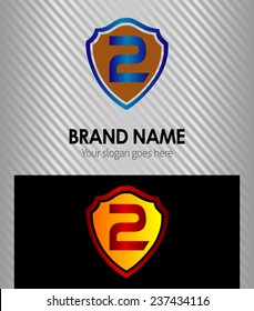 Number two shield blue, 2 icon
