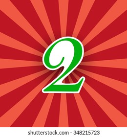 Number two sticker on a bright background
