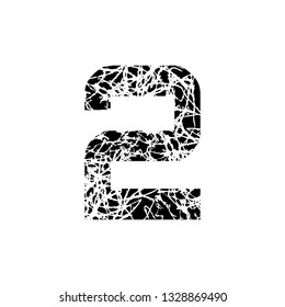 Number two, symbol 2. Textured font Grunge Design
