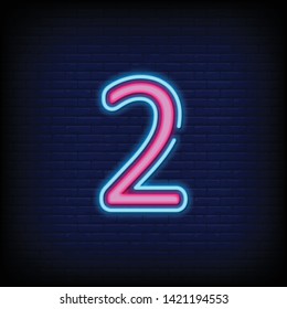 Number Two Symbol Neon Sign Vector Stock Vector (Royalty Free) 1126498814