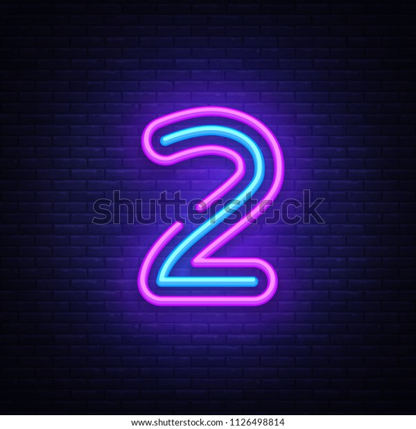 Number Two Symbol Neon Sign Vector Stock Vector (Royalty Free) 1126498814