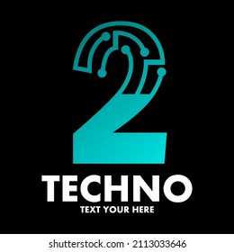 Number two technology vector logo template or This design use blue and dot symbol. Suitable for text