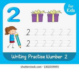 Number two tracing worksheets illustration
