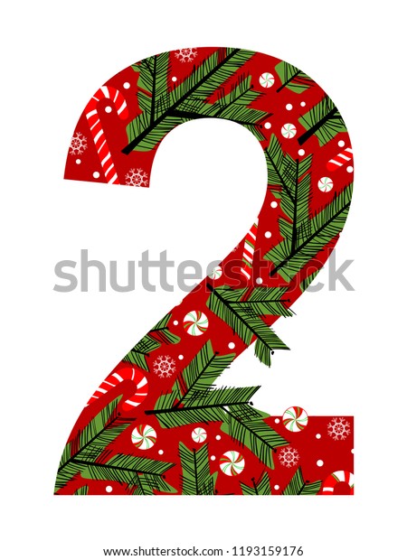 Number two. Vector Design Background. Illustration\
of a Christmas style.