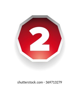 Number two vector label red