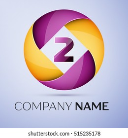 Number two vector logo symbol in the colorful circle. Vector template for your design