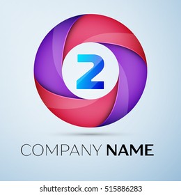 Number two vector logo symbol in the colorful circle. Vector template for your design