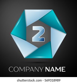 Number two vector logo symbol in the colorful circle on black background. Vector template for your design