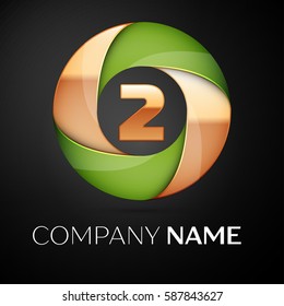 Number two vector logo symbol in the colorful triangle on black background. Vector template for your design