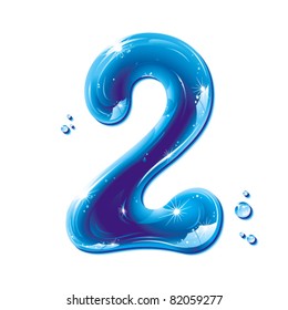 number two, with water written numeral, Vector Illustration