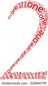Number two word cloud on a white background.