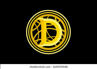 number type five hundred set of roman numerals isolated with vintage circle frame in black background. Vector numbers concept. Design element for clock face, banners, posters.