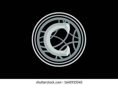 number type one hundred set of roman numerals isolated with vintage circle frame in black background. Vector numbers concept. Design element for clock face, banners, posters.