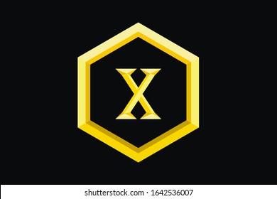 number type ten set of roman numerals isolated on black background with hexagonal frame. Vector numbers concept. Design element for clock face, banners, posters
