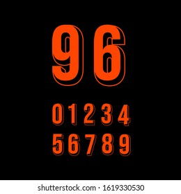 Number typeface retro style vector