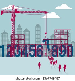 The number is under construction.A group of businessmen walked to the building site.