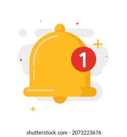Number of unopened or unread, reminder, one new bell notification concept illustration flat design vector eps10. modern graphic element for landing page, empty state ui, infographic, icon