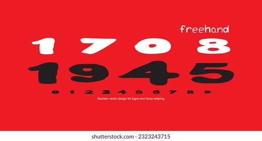 Number vector design for logos and fancy lettering