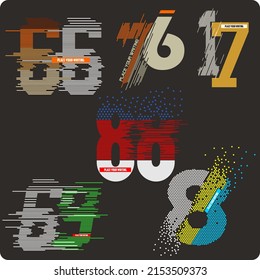 Number vector design with unique for in print on t-shirts and others