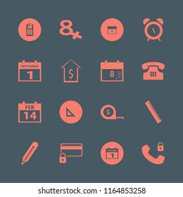 number vector icons set. with pos terminal, ruler, thermometer and alarm in set