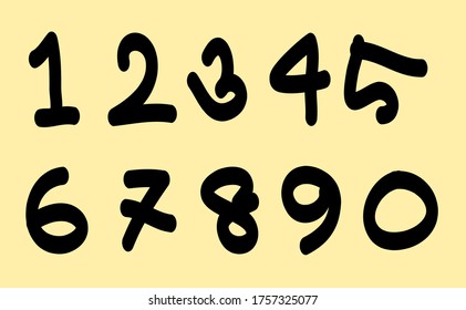 Number vector set. Hand drawn number illustrations.