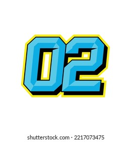 Number vector for sports and racing number 02