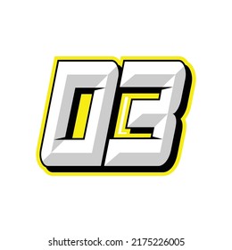 Number Vector Sports Racing Number 03 Stock Vector (Royalty Free ...