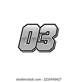 Number vector for sports and racing number 03