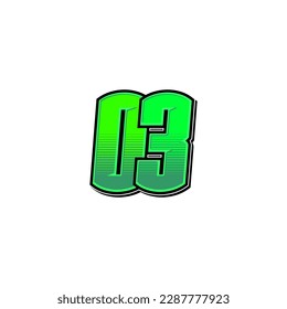 Number vector for sports and racing number 03