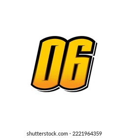 Number vector for sports and racing number 06