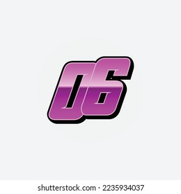 Number vector for sports and racing number 06
