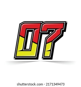 Number vector for sports and racing number 07