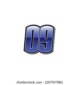 Number vector for sports and racing number 09